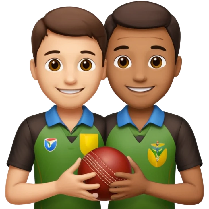 emoji of a father and son holding hands with a cricket ball, inspired by the movie Jersey emoji
