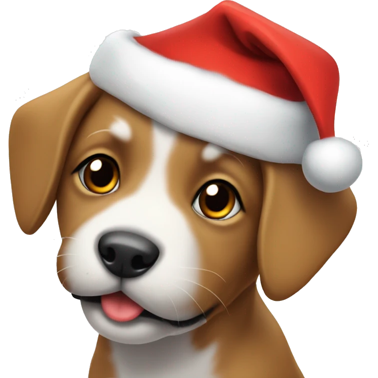 puppy with a Santa hat emoji