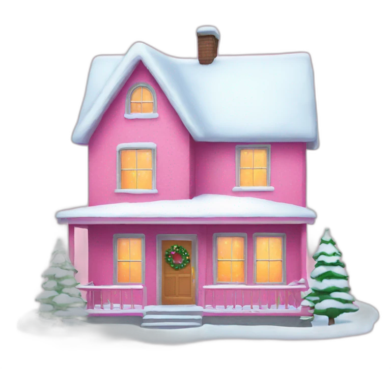 New Year's house decorated pink\ emoji