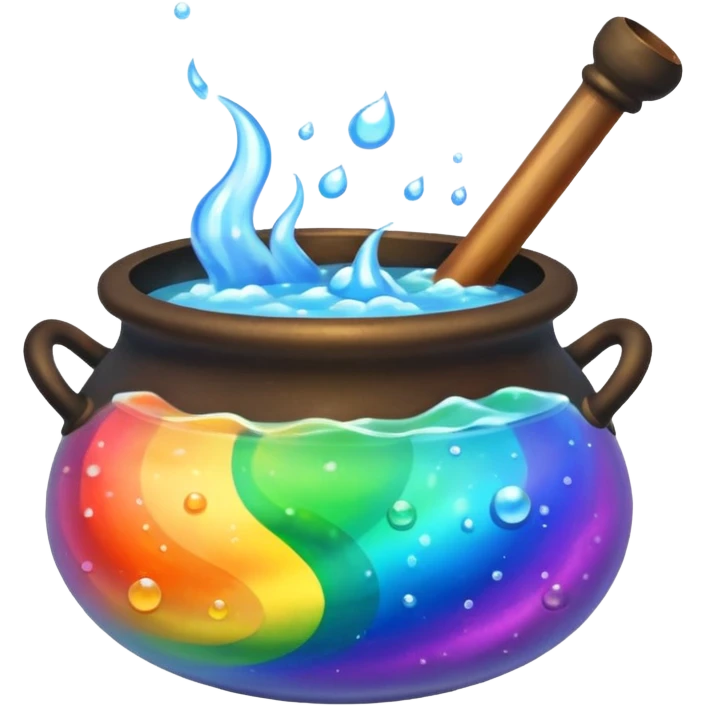 rainbow potion in a cauldron emoji