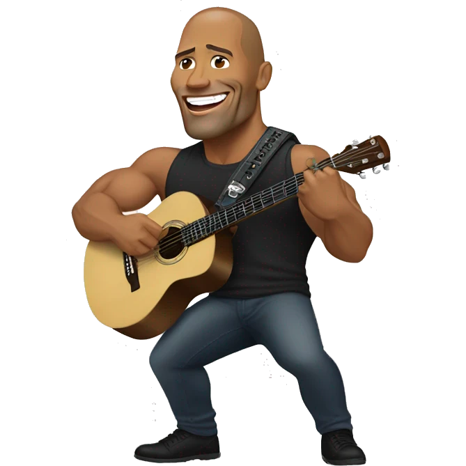 Dwayne Johnson playing the guitar emoji