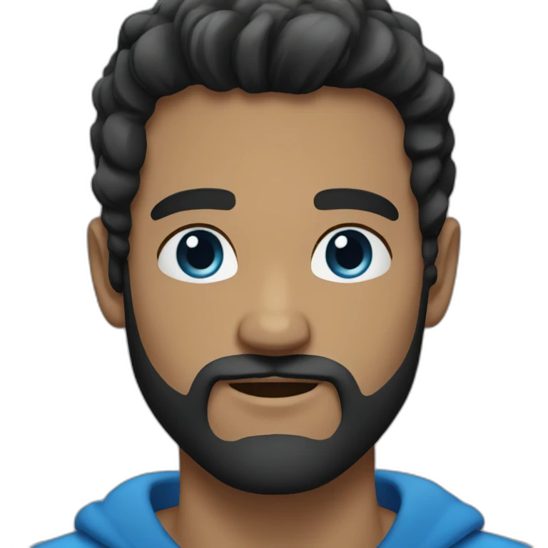beard man black hair blue eyes emoji
