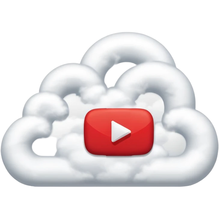 A cloud formation shaped like the word "VIEWS" with a YouTube play button symbol integrated into the design, representing views on YouTube. emoji