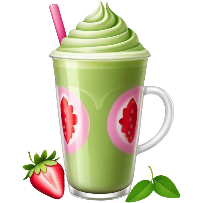 matcha with strawberry emoji