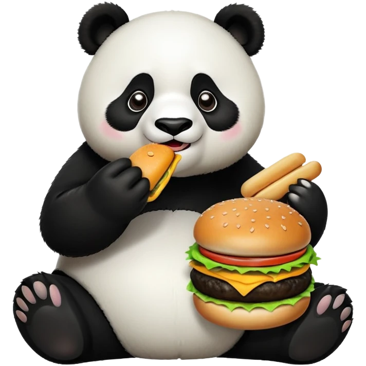 Panda eating burger  emoji