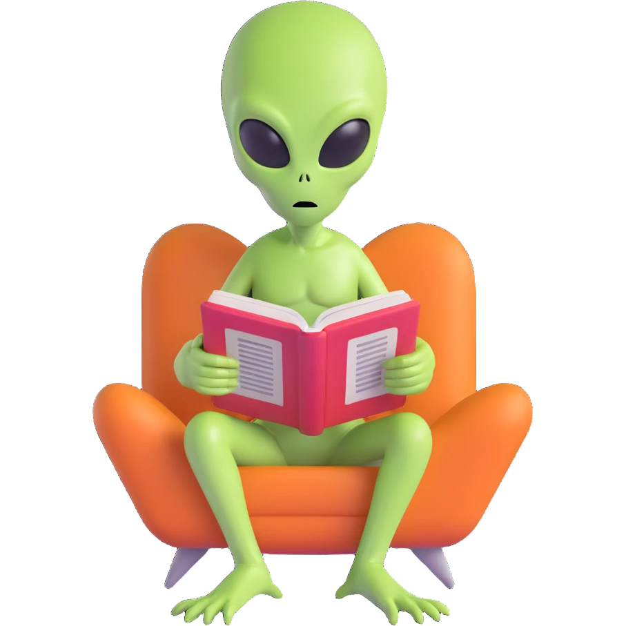 alien reading emoji