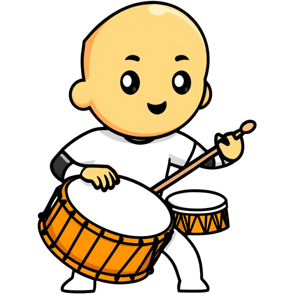 Person playing a drum to announce sahur time during Ramadan emoji