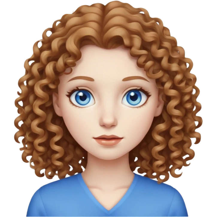 woman with pale skin, light brown curly hair, blue eyes emoji
