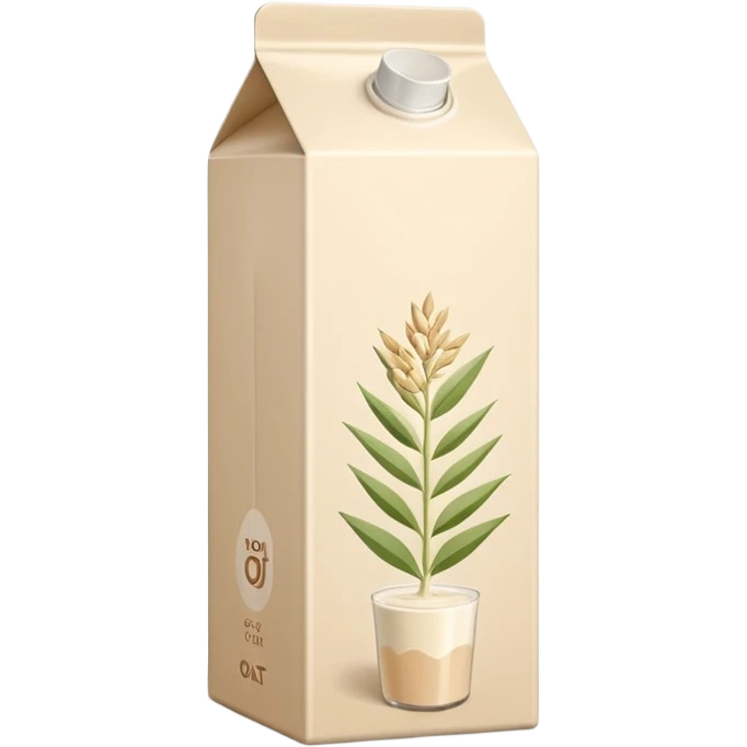beige plant milk carton, minimalist, upright with fold-top or screw cap, subtle oat graphic, modern eco-friendly, no branding, soft lighting, emoji scale emoji