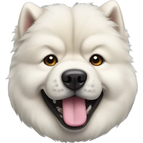 A White chow-chow with blue tongue emoji