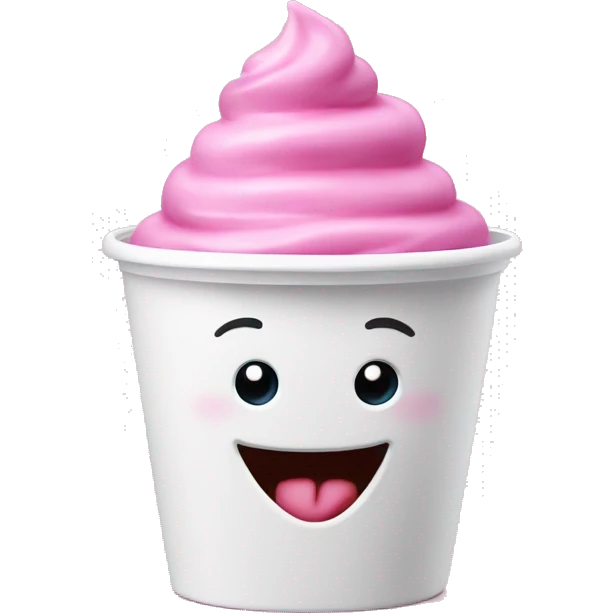 Pink frozen yogurt in a wide white cup  emoji