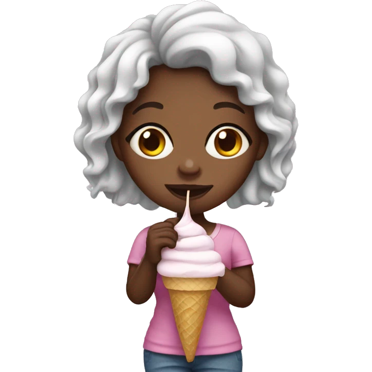 Black girl with ice cream emoji