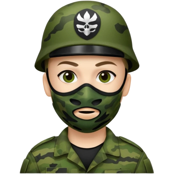 Soldier with green camo uniform and black mask emoji