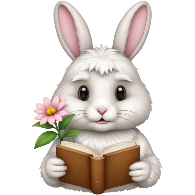 rabbit reading book + flower emoji