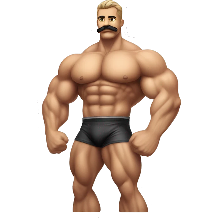 Muscular gay bodybuilder with mustache bikini realistic emoji