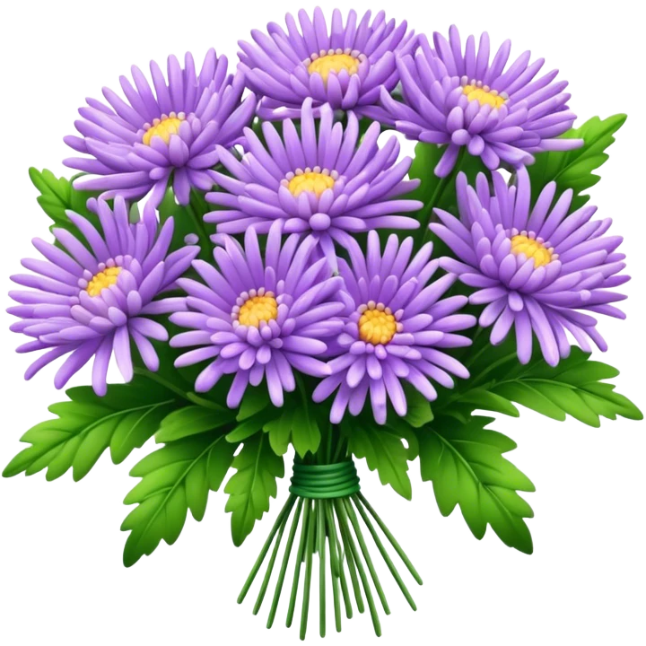 bouquet Lavender Chrysanthemum, luxuriant, leaf, bud emoji