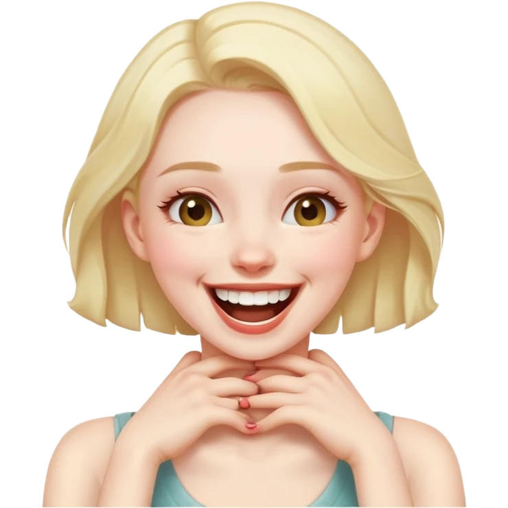 person choking themselves hands on their neck , girl laughing emoji