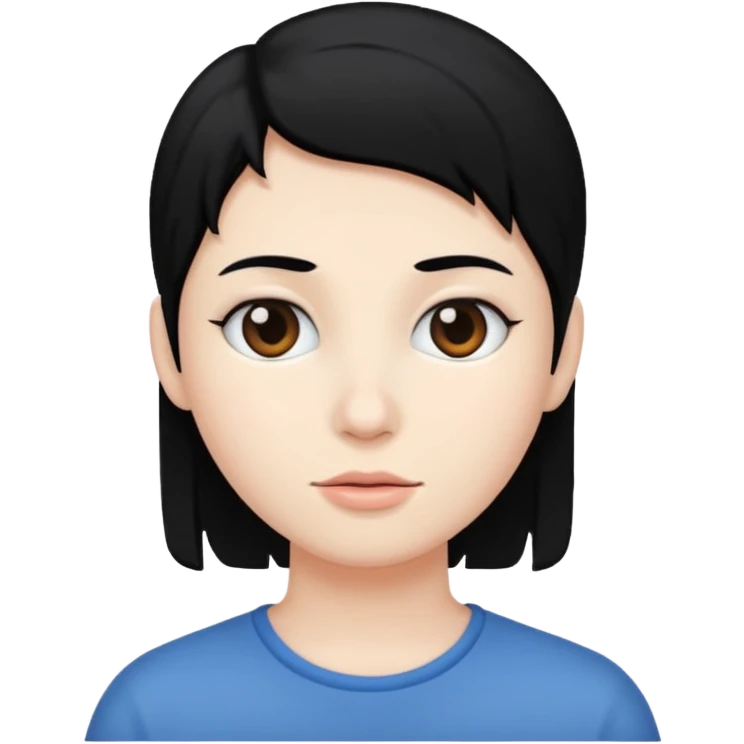 white skin, black hair emoji