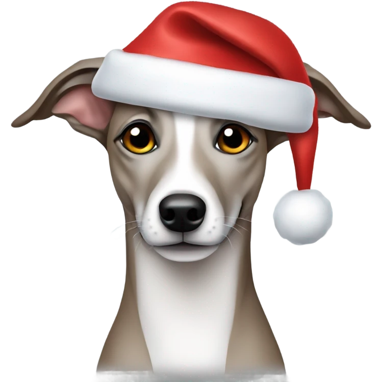Whippet with christmas hat emoji