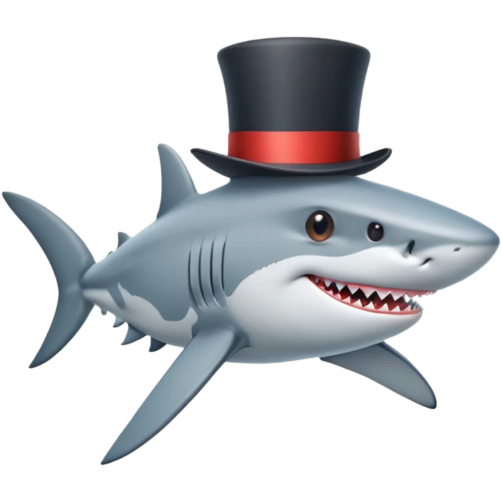 Shark with a top hat emoji