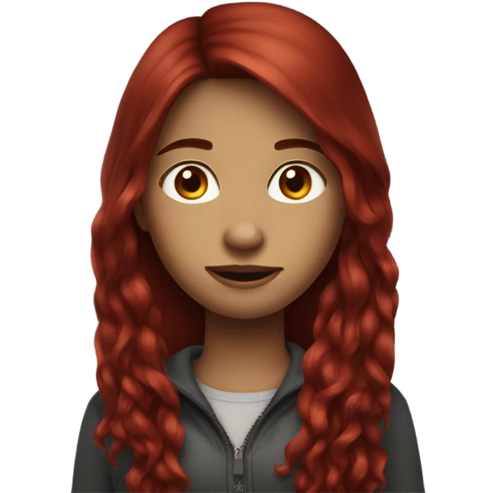 long dark red hair girl emoji