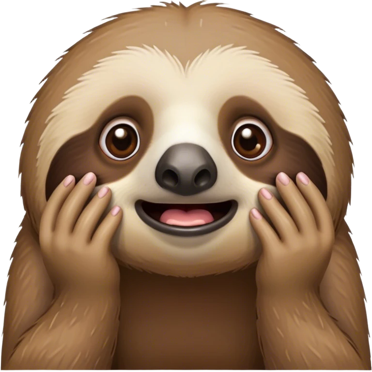 sloth with shoked face with hands on face emoji