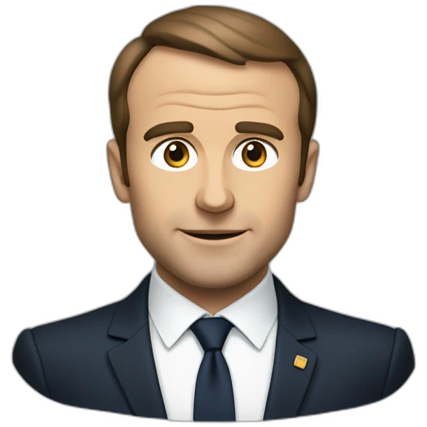 Macron tend un bras devant sa tête emoji