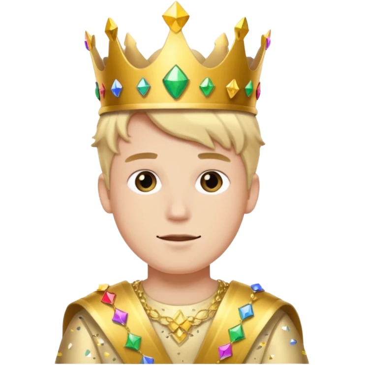 Festival Prince – gold sash + confetti crown, Golden Princes. emoji