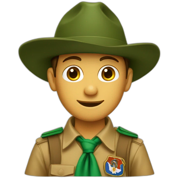 One french boyscout with a campaign hat; brown hat; green neckerchief emoji