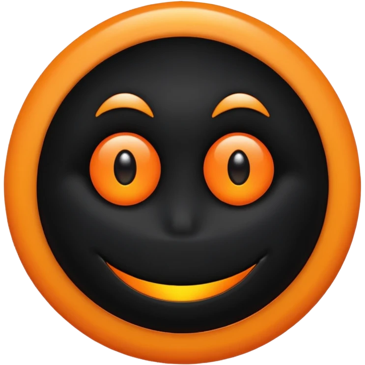 make a blackhole, accretion disk and all, with an orange smiley face, black head, orange ring, orange eyes, orange mouth, no other details emoji