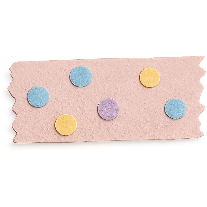 soft pastel decorative paper washi tape strip with polka dots emoji