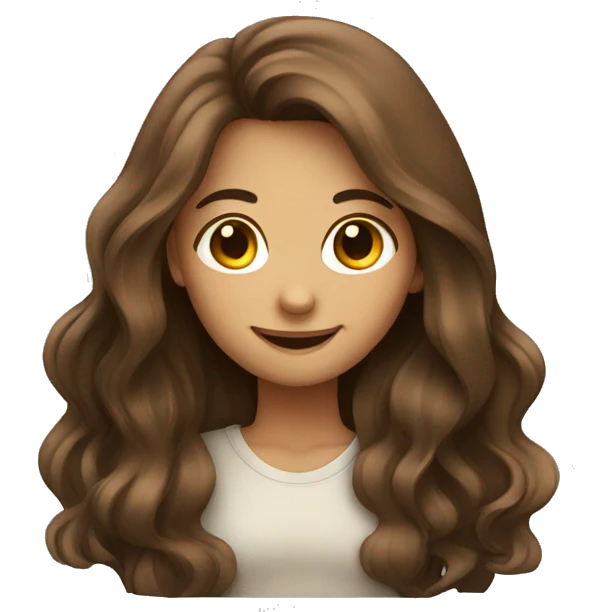 smiling girl with long hair brown  emoji
