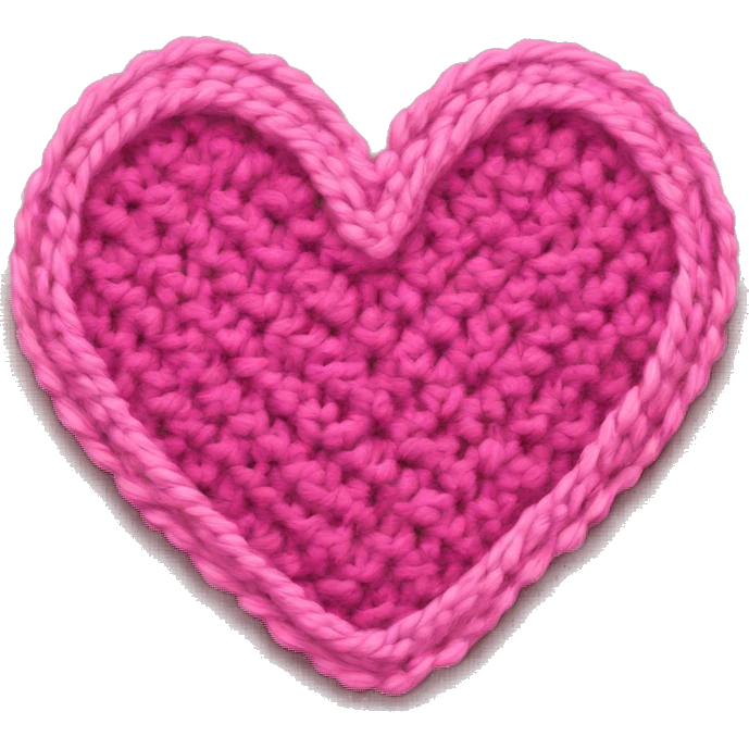 Pink crochet classic round heart emoji
