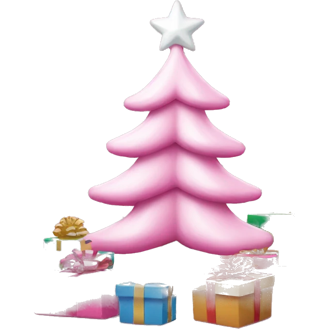 pink christmas tree with white presents underneath emoji