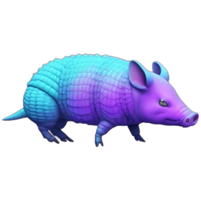 Vaporwave spotted cyan purple gradient pig armadillo cow centipede insect emoji