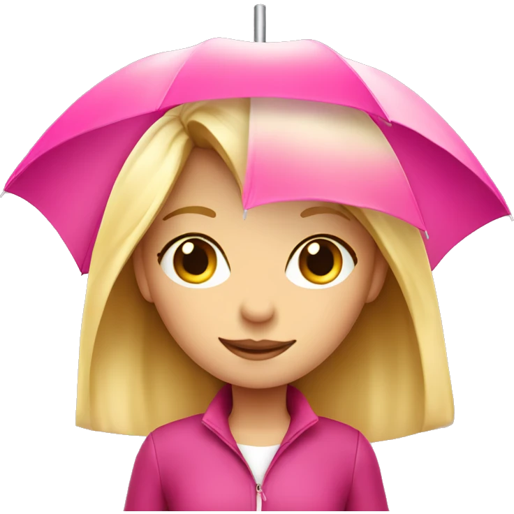 Blond girl holding pink umbrella emoji
