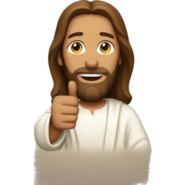 Jesus shows his thumb emoji