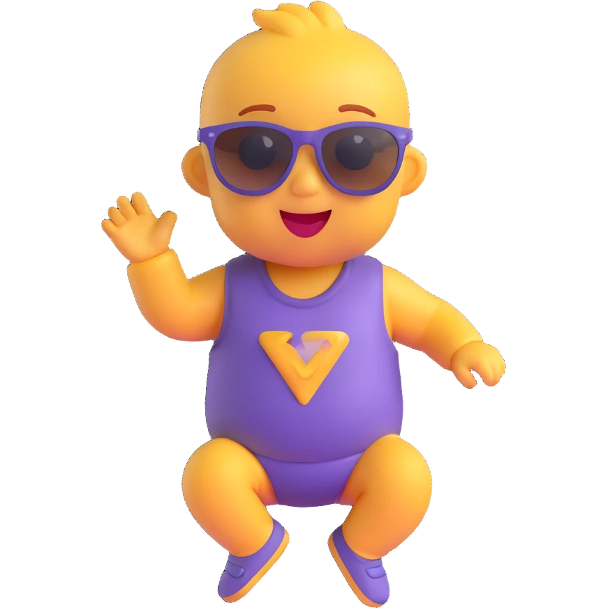 baby dancing with sunglasses, 3D emoji style emoji
