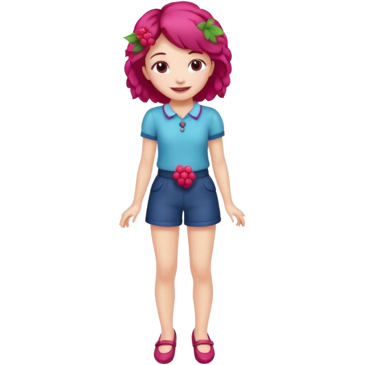 Raspberry torte human girl full body and legs with a raspberry barrette on her hair without a cake emoji