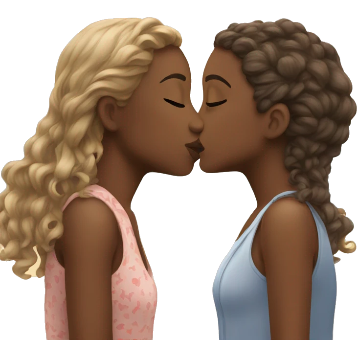two pretty girls kissing on the beach emoji