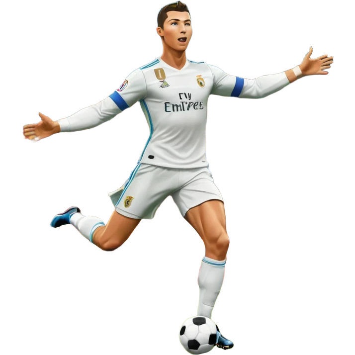 Ronaldo scoring a goal, stadium full of fans, dynamic action, vibrant colors emoji