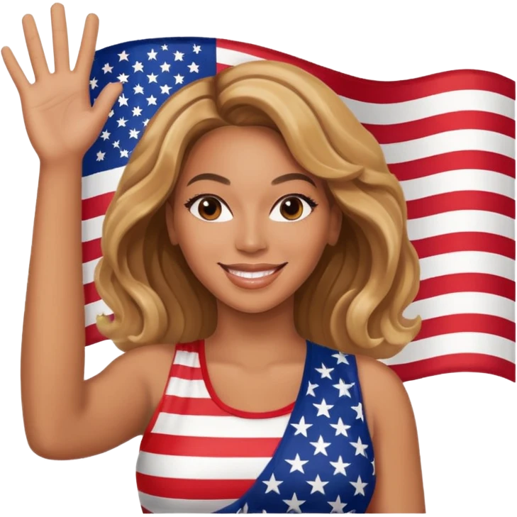 Beyonce with waving merican flag emoji