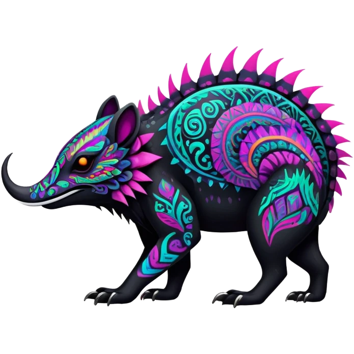 Exotic Gothic Colorful Edgy Cool Dark Animal-Creature with Neon-colored patterns emoji