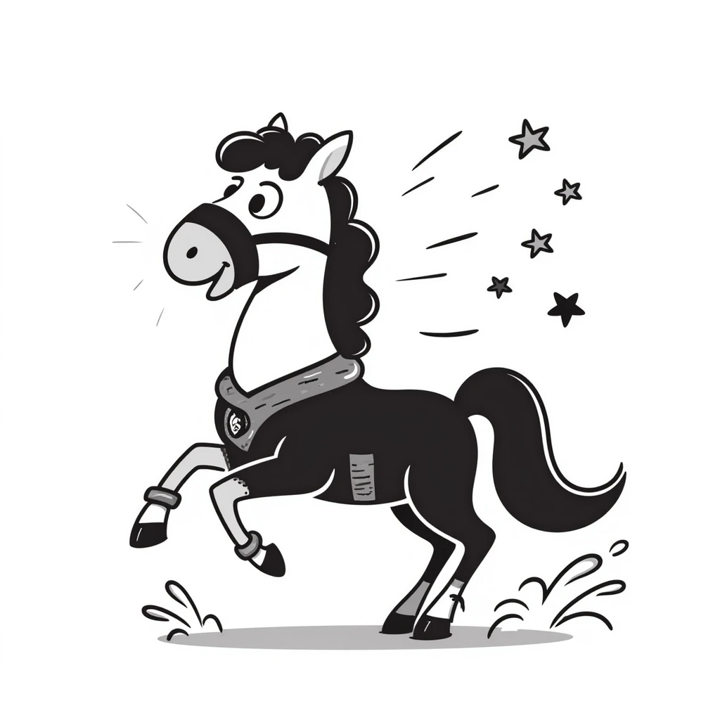 Mystical water horse with ninja outfit, throwing ninja stars emoji
