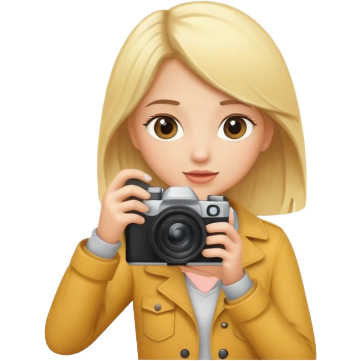 blonde girl photographer cartoon taking picture emoji