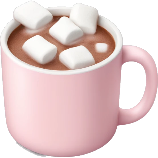 Light Pink mug of hot chocolate with marshmallows  emoji