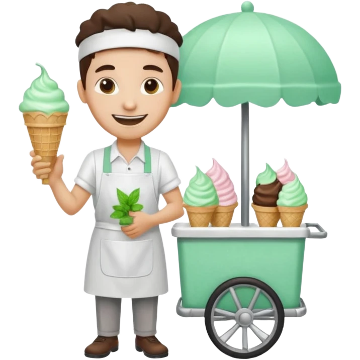 Vendor + mint cart,Ice Cream Vendor. emoji