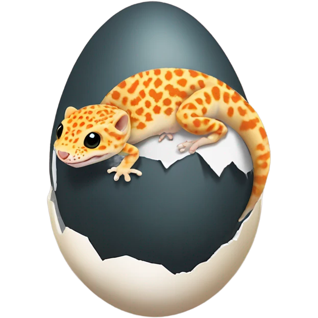 Orange leopard gecko emerges from egg emoji