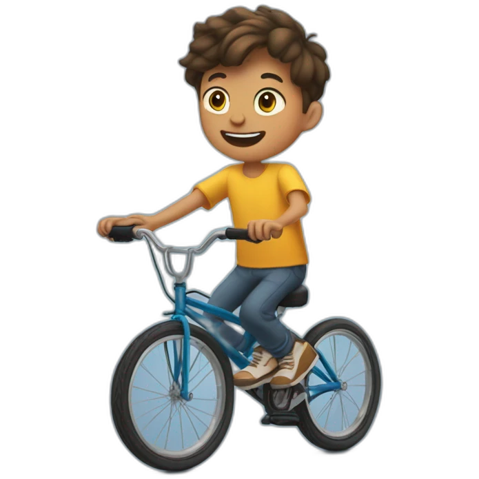 A ten-year-old boy juggles on a unicycle. emoji