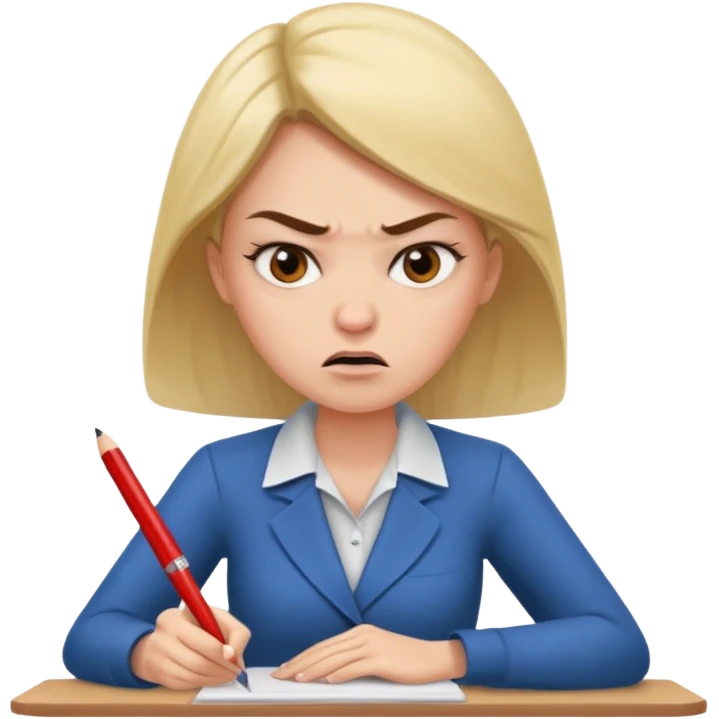 frau schreibt wütend eine bewerbung emoji